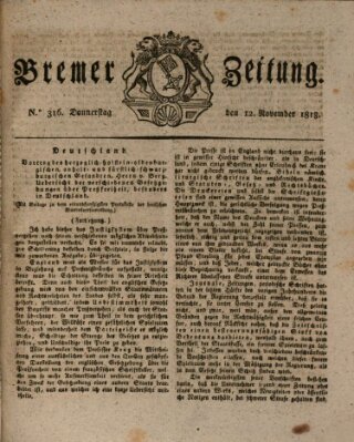 Bremer Zeitung Donnerstag 12. November 1818