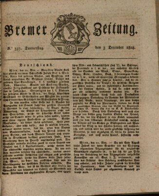 Bremer Zeitung Donnerstag 3. Dezember 1818