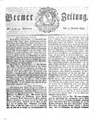 Bremer Zeitung Sonntag 3. Januar 1819