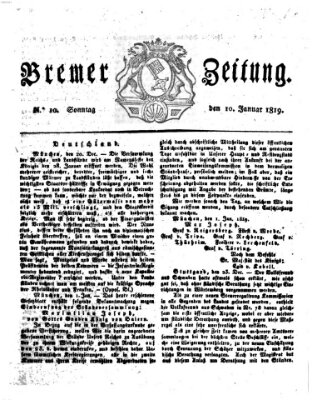 Bremer Zeitung Sonntag 10. Januar 1819