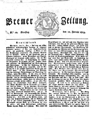 Bremer Zeitung Dienstag 12. Januar 1819