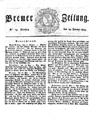 Bremer Zeitung Dienstag 19. Januar 1819