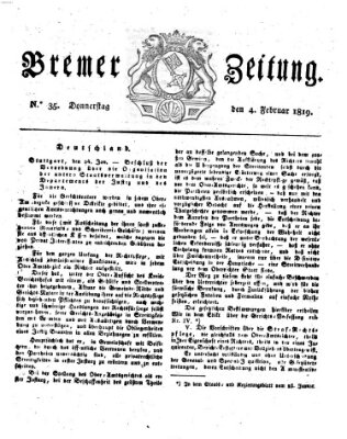 Bremer Zeitung Donnerstag 4. Februar 1819