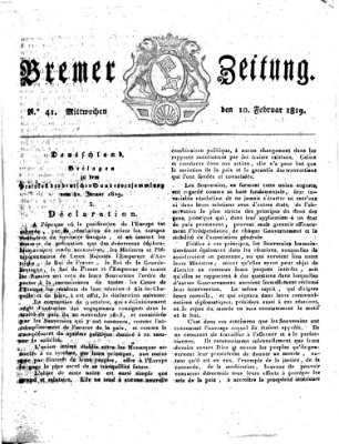 Bremer Zeitung Mittwoch 10. Februar 1819