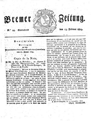 Bremer Zeitung Samstag 13. Februar 1819