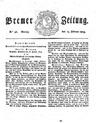 Bremer Zeitung Montag 15. Februar 1819