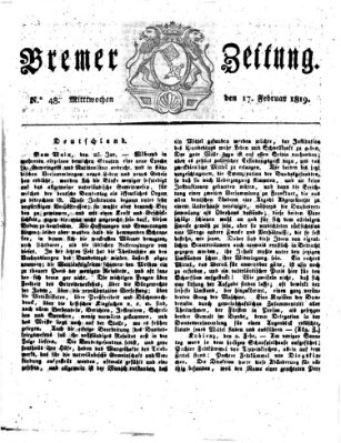 Bremer Zeitung Mittwoch 17. Februar 1819