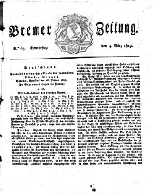 Bremer Zeitung Donnerstag 4. März 1819