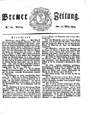 Bremer Zeitung Montag 22. März 1819