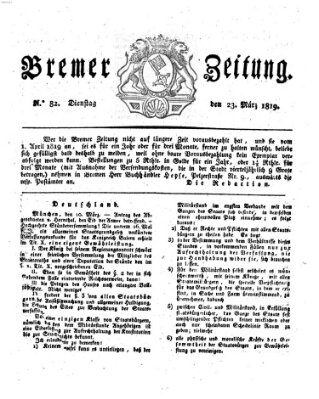 Bremer Zeitung Dienstag 23. März 1819