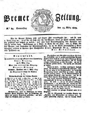 Bremer Zeitung Donnerstag 25. März 1819