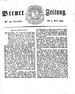 Bremer Zeitung Donnerstag 8. April 1819