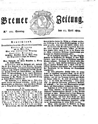 Bremer Zeitung Sonntag 11. April 1819