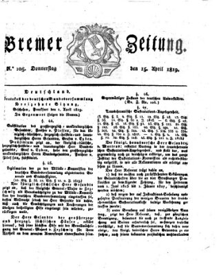 Bremer Zeitung Donnerstag 15. April 1819