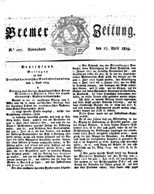 Bremer Zeitung Samstag 17. April 1819