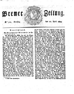 Bremer Zeitung Dienstag 20. April 1819