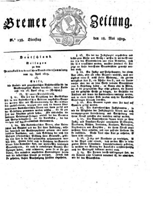 Bremer Zeitung Dienstag 18. Mai 1819