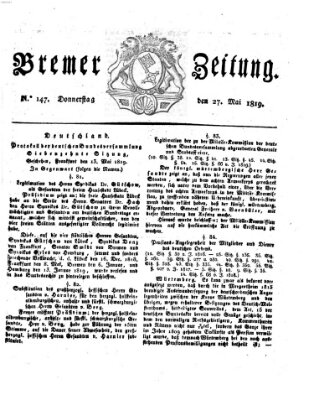 Bremer Zeitung Donnerstag 27. Mai 1819