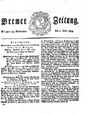 Bremer Zeitung Mittwoch 2. Juni 1819