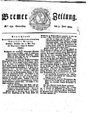 Bremer Zeitung Donnerstag 3. Juni 1819