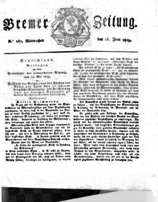 Bremer Zeitung Mittwoch 16. Juni 1819