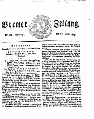 Bremer Zeitung Sonntag 27. Juni 1819