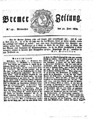 Bremer Zeitung Mittwoch 30. Juni 1819