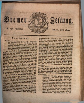 Bremer Zeitung Sonntag 11. Juli 1819