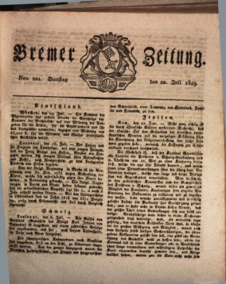 Bremer Zeitung Dienstag 20. Juli 1819