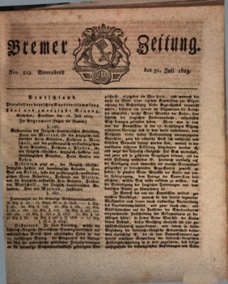 Bremer Zeitung Samstag 31. Juli 1819