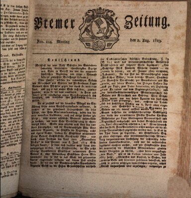 Bremer Zeitung Montag 2. August 1819