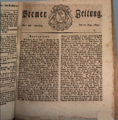 Bremer Zeitung Dienstag 10. August 1819