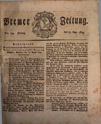 Bremer Zeitung Freitag 27. August 1819