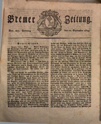 Bremer Zeitung Sonntag 12. September 1819