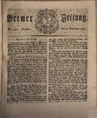 Bremer Zeitung Dienstag 14. September 1819