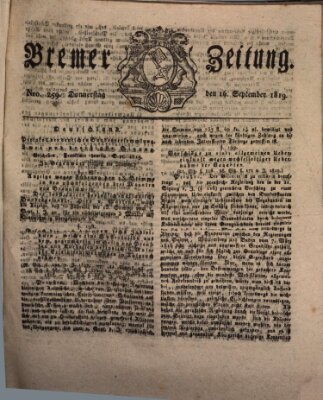 Bremer Zeitung Donnerstag 16. September 1819