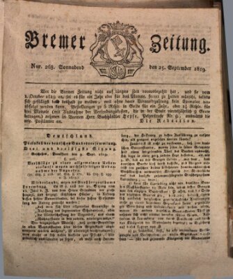 Bremer Zeitung Samstag 25. September 1819