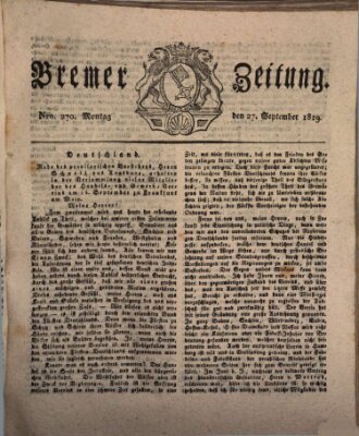 Bremer Zeitung Montag 27. September 1819