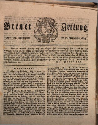 Bremer Zeitung Mittwoch 29. September 1819