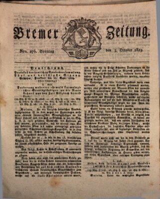 Bremer Zeitung Sonntag 3. Oktober 1819