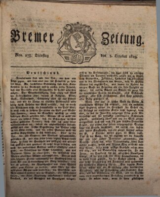 Bremer Zeitung Dienstag 5. Oktober 1819