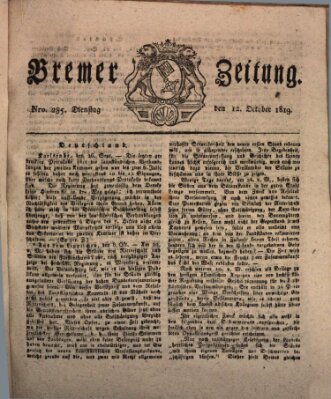 Bremer Zeitung Dienstag 12. Oktober 1819