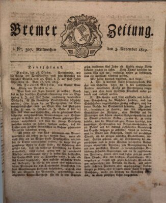 Bremer Zeitung Mittwoch 3. November 1819