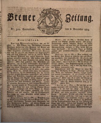 Bremer Zeitung Samstag 6. November 1819