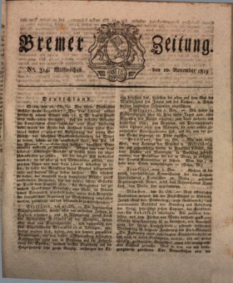 Bremer Zeitung Mittwoch 10. November 1819