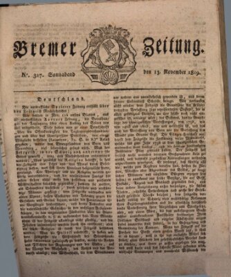 Bremer Zeitung Samstag 13. November 1819