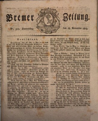 Bremer Zeitung Donnerstag 18. November 1819