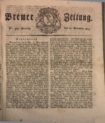 Bremer Zeitung Sonntag 21. November 1819