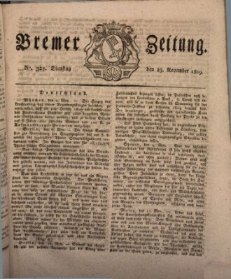 Bremer Zeitung Dienstag 23. November 1819