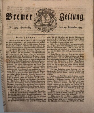 Bremer Zeitung Donnerstag 25. November 1819